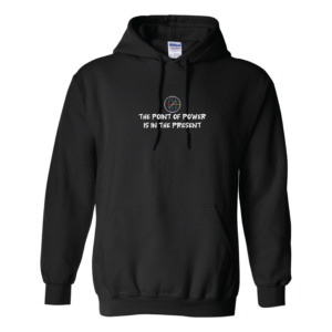 Black Hoodie front with Reversed Logo in White